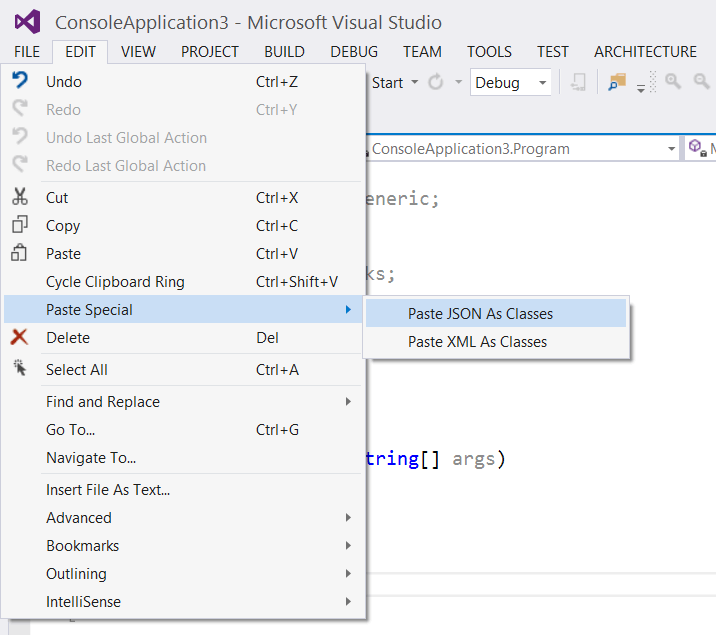 Paste JSON as Classes